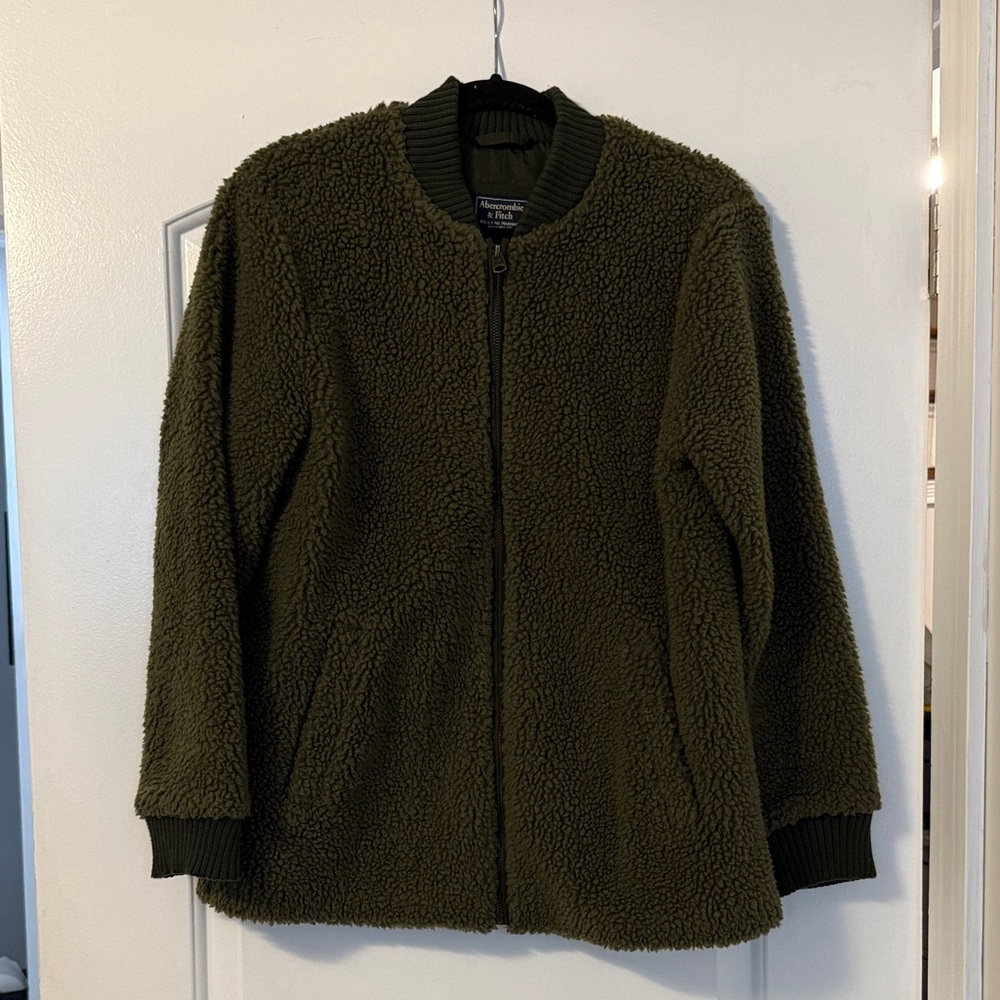 Abercrombie & Fitch Olive Green Teddy Jacket